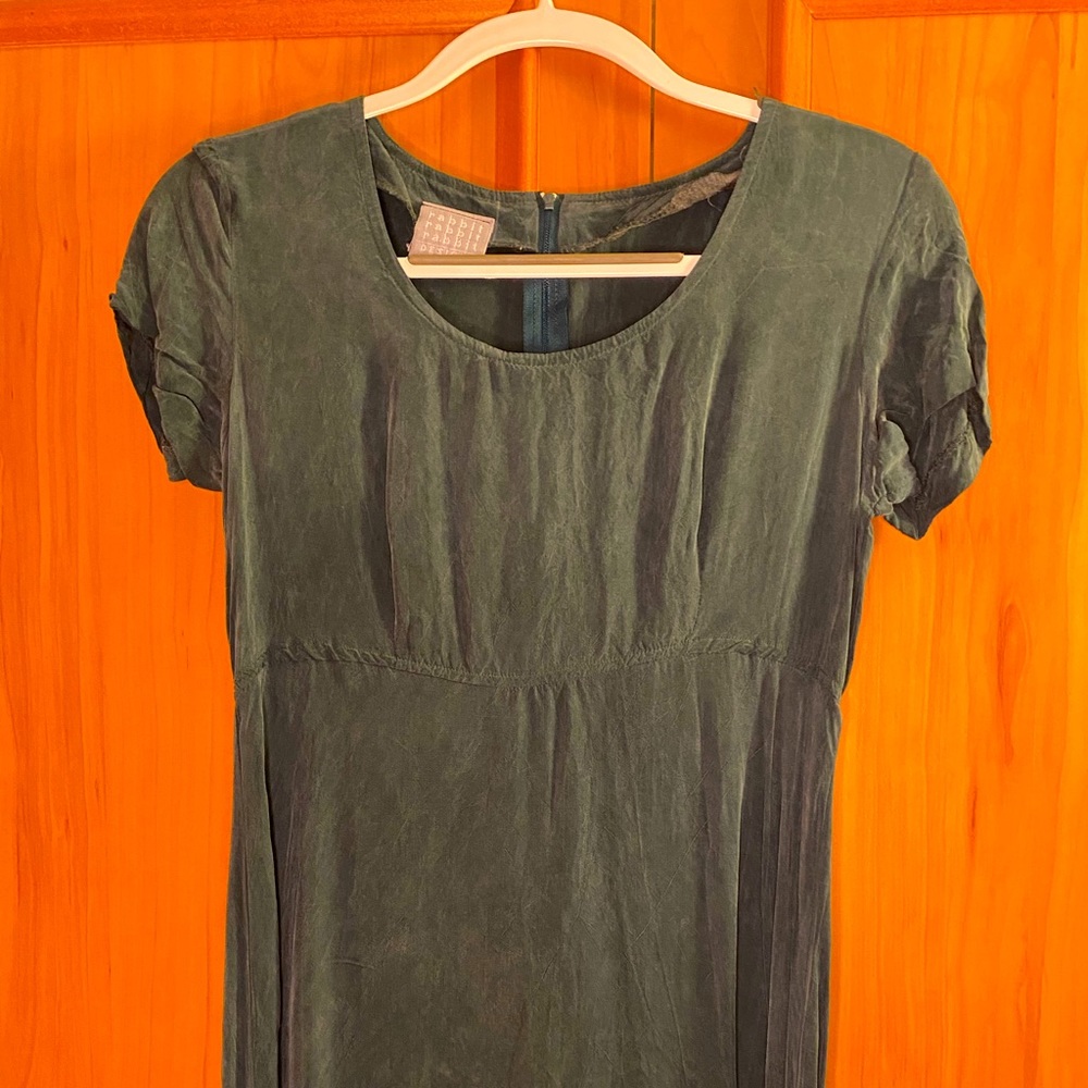 Satiny Forest Green Vintage Dress